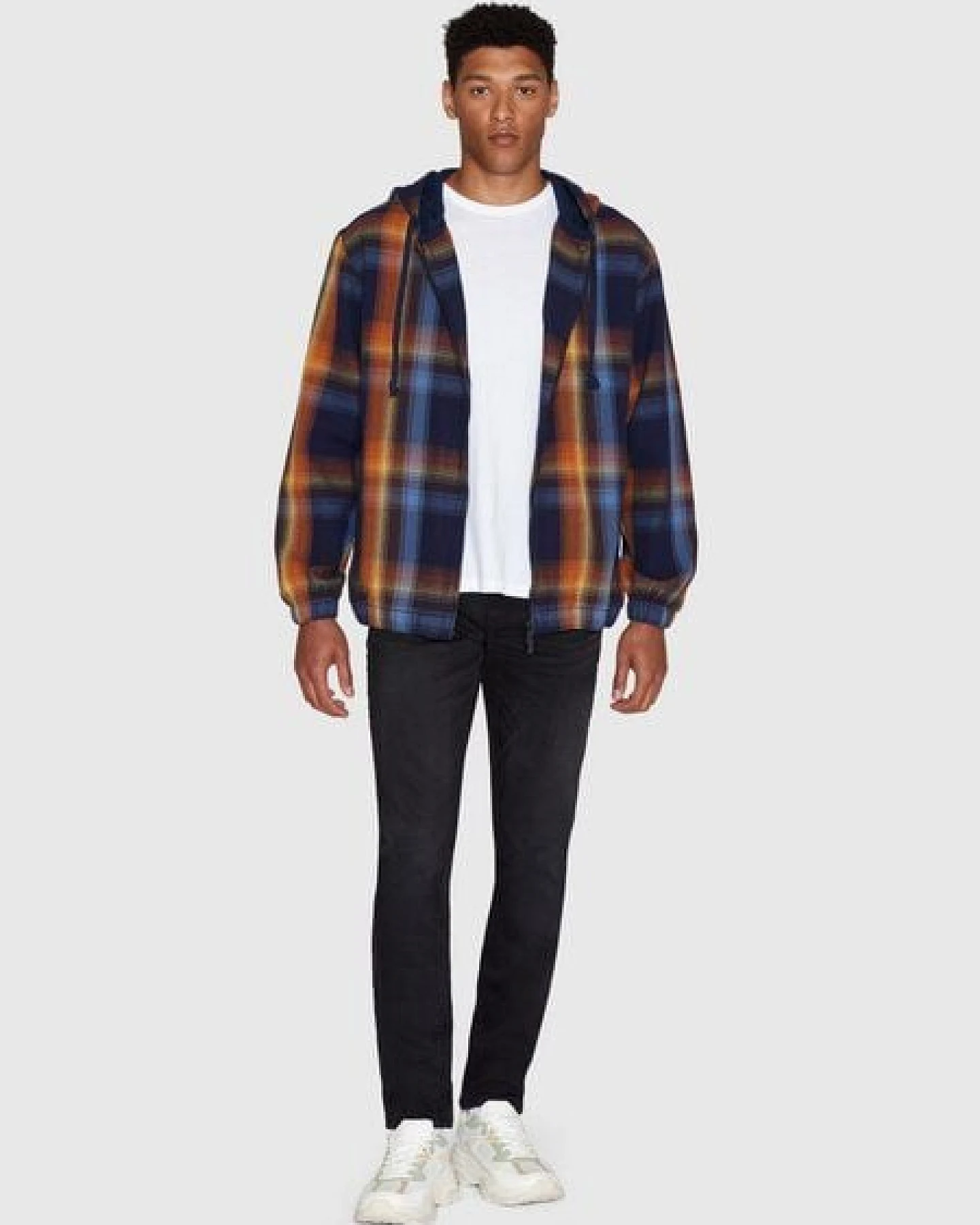 KnowledgeCotton Apparel Jacke CHECKED HOODIE TWILL aus Bio-Baumwolle – Ansicht 3