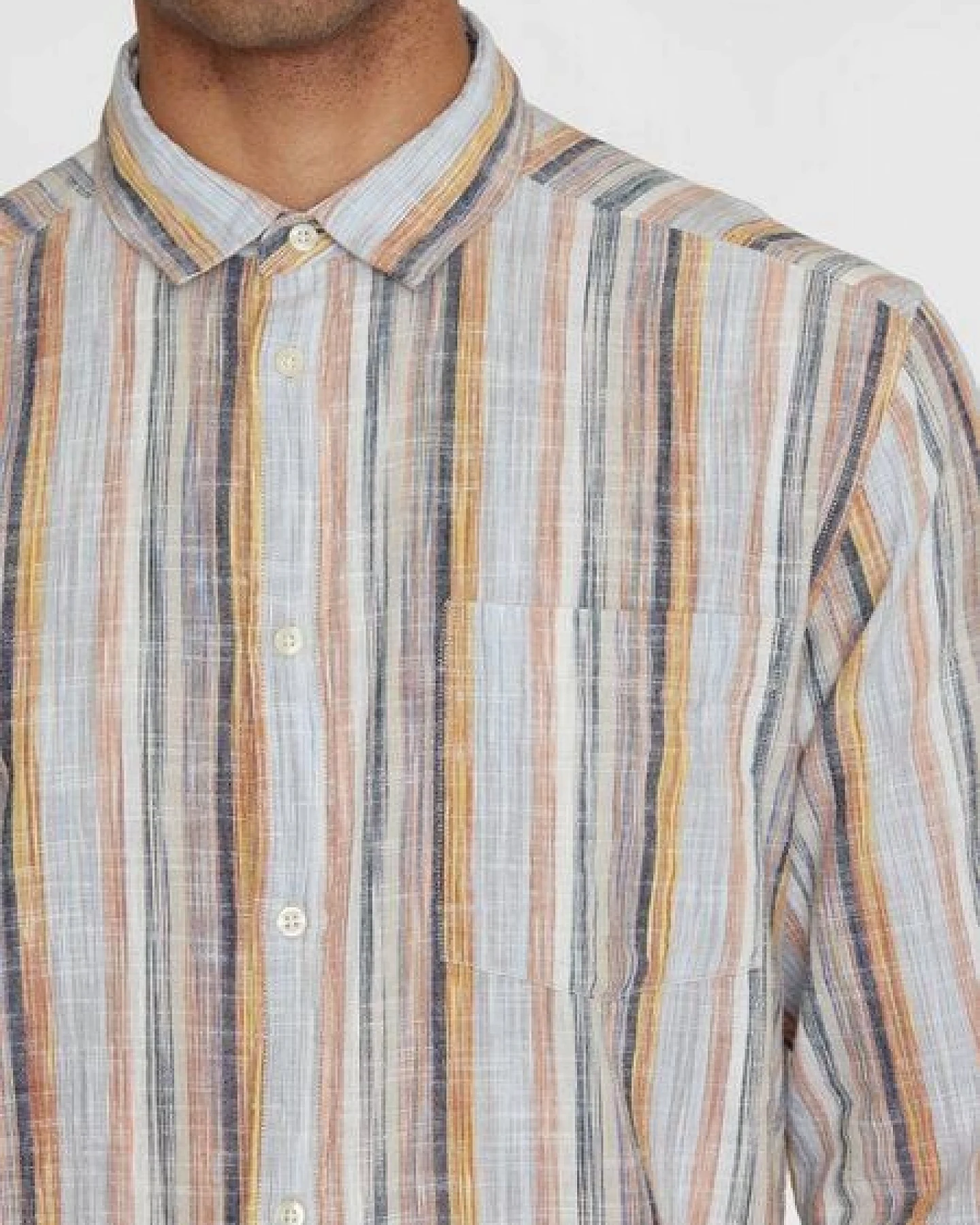 KnowledgeCotton Apparel Langarmhemd mit Streifen aus Bio-Baumwolle – Ansicht 4