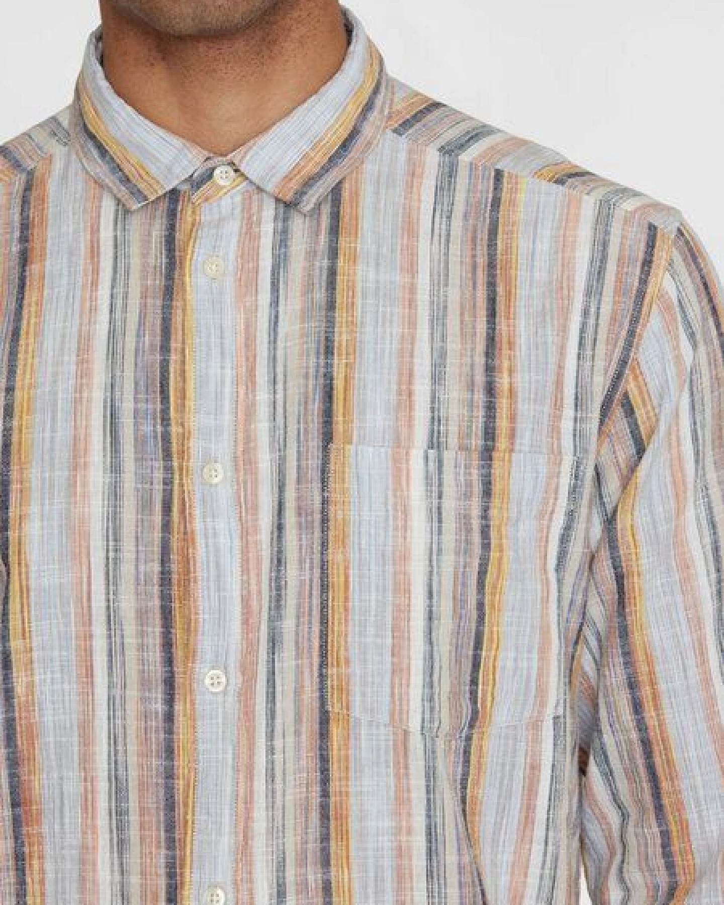 KnowledgeCotton Apparel Langarmhemd mit Streifen aus Bio-Baumwolle – Ansicht 4