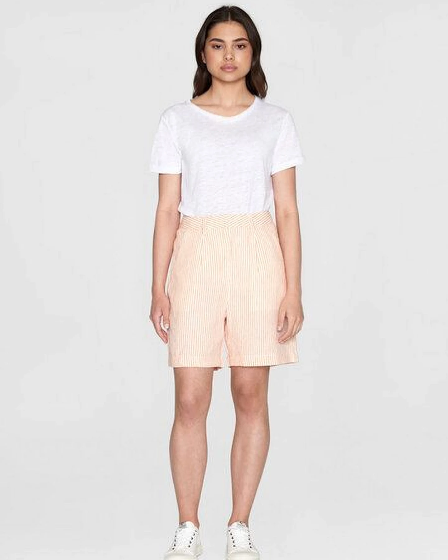 KnowledgeCotton Apparel Weite High-Waist Shorts STRIPED POSEY aus Bio-Leinen – Ansicht 4