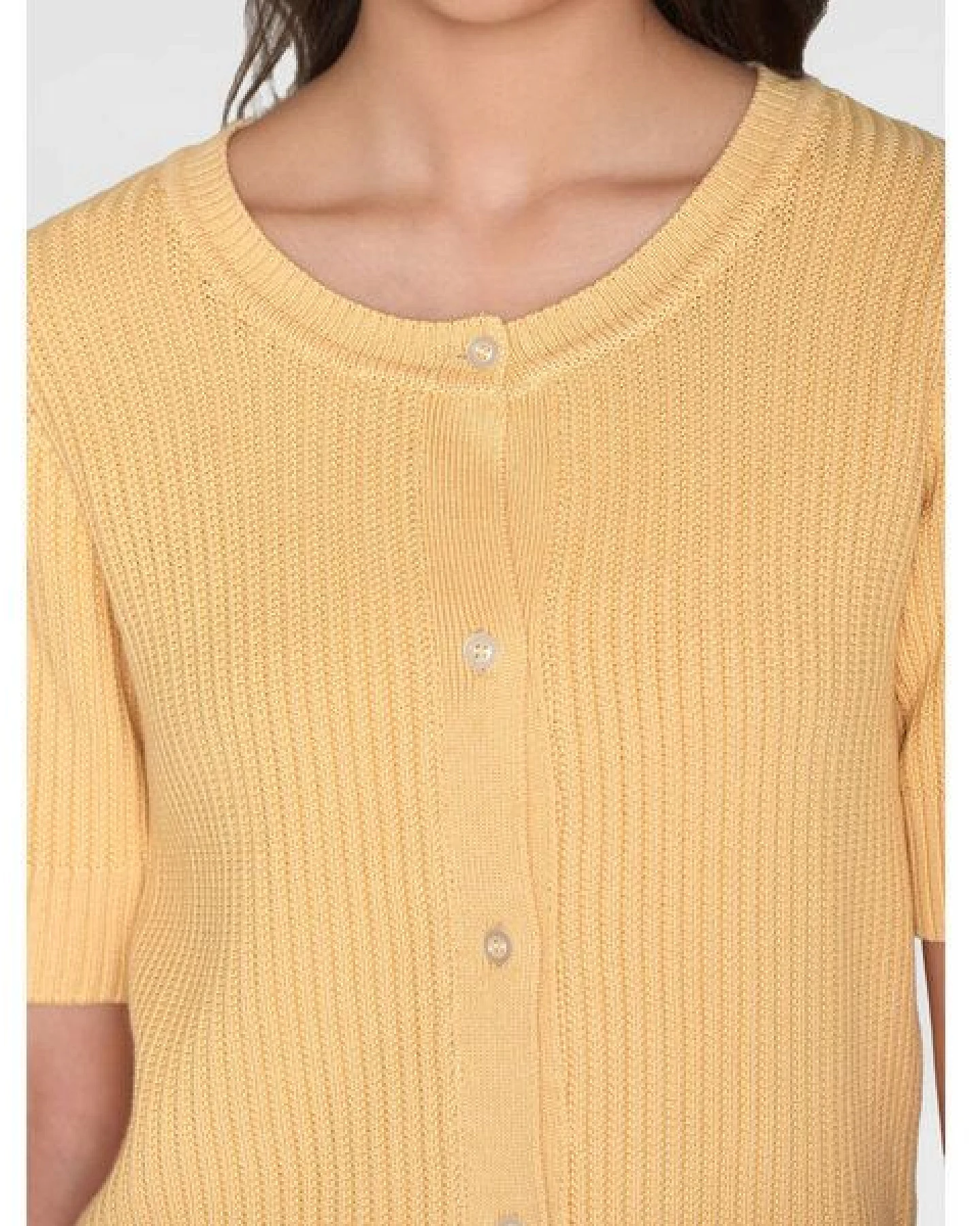 KnowledgeCotton Apparel Gestrickter Kurzarm Cardigan aus Bio-Baumwolle und Modal – Ansicht 4