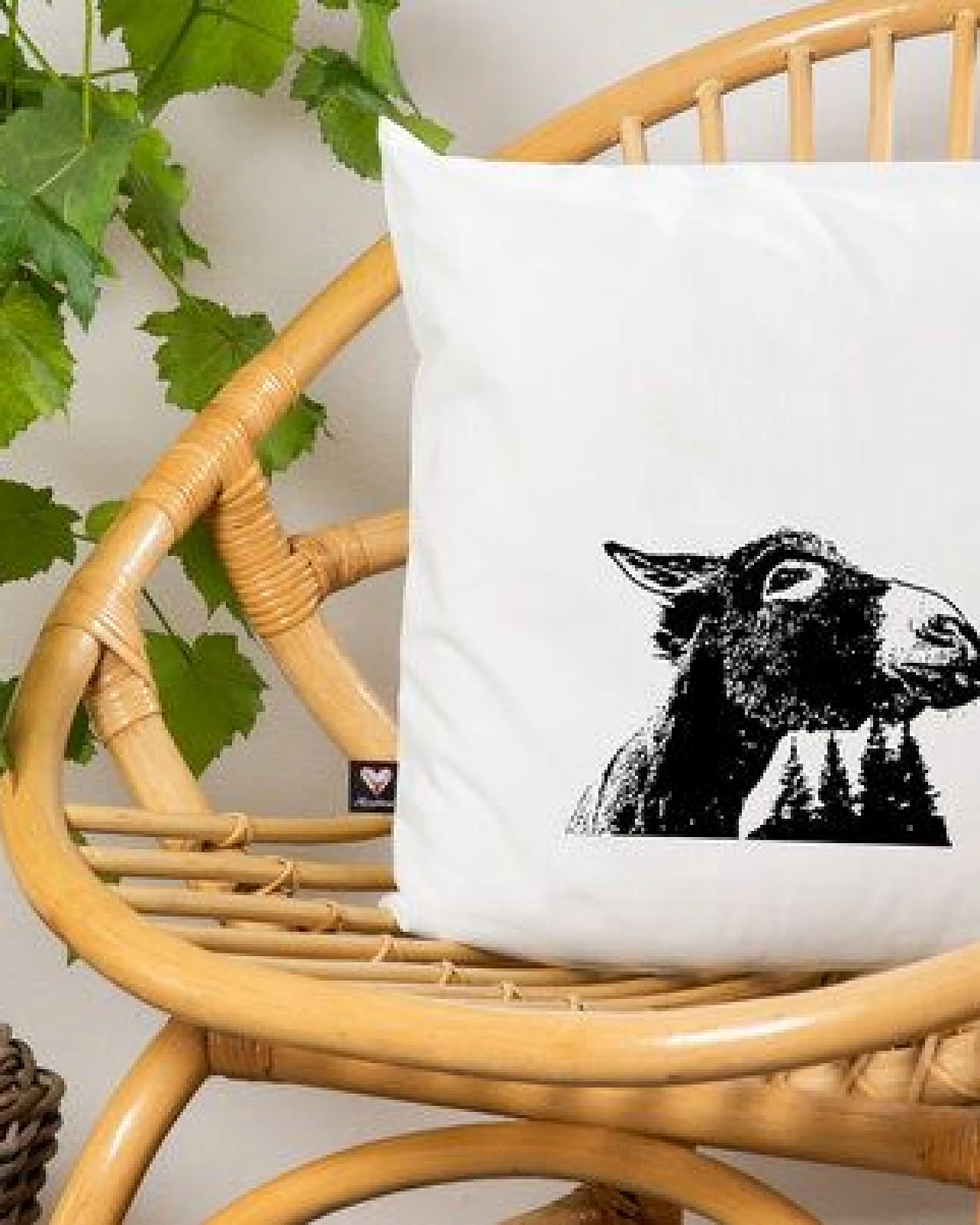 Hirschkind Handbedruckter Kissenbezug 'Esel' weiß, 40*40cm – Ansicht 2