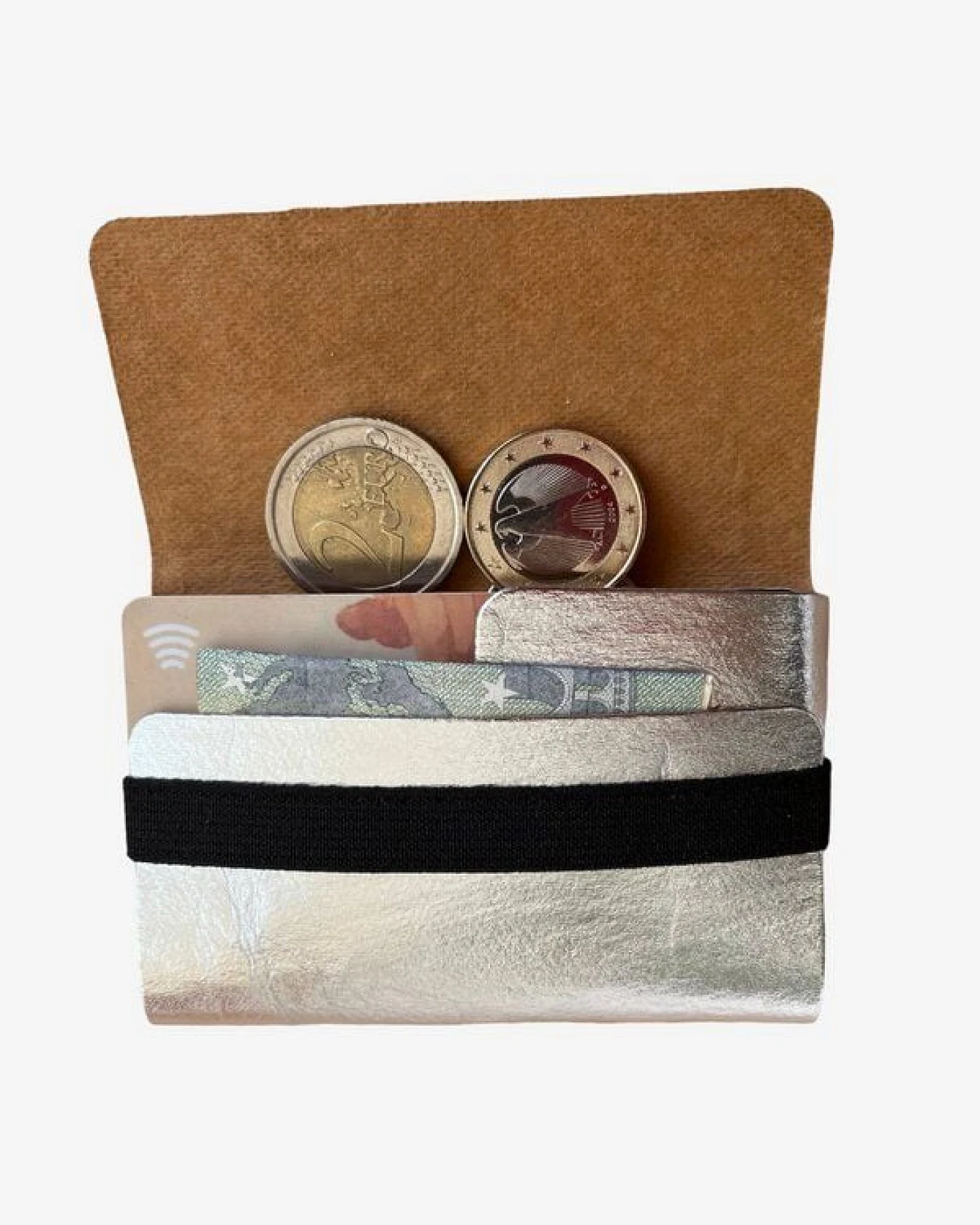 ANDERS & KOMISCH Kartenetui mit Münzfach in Silber - Slim Wallet - A&K TINY – Ansicht 2