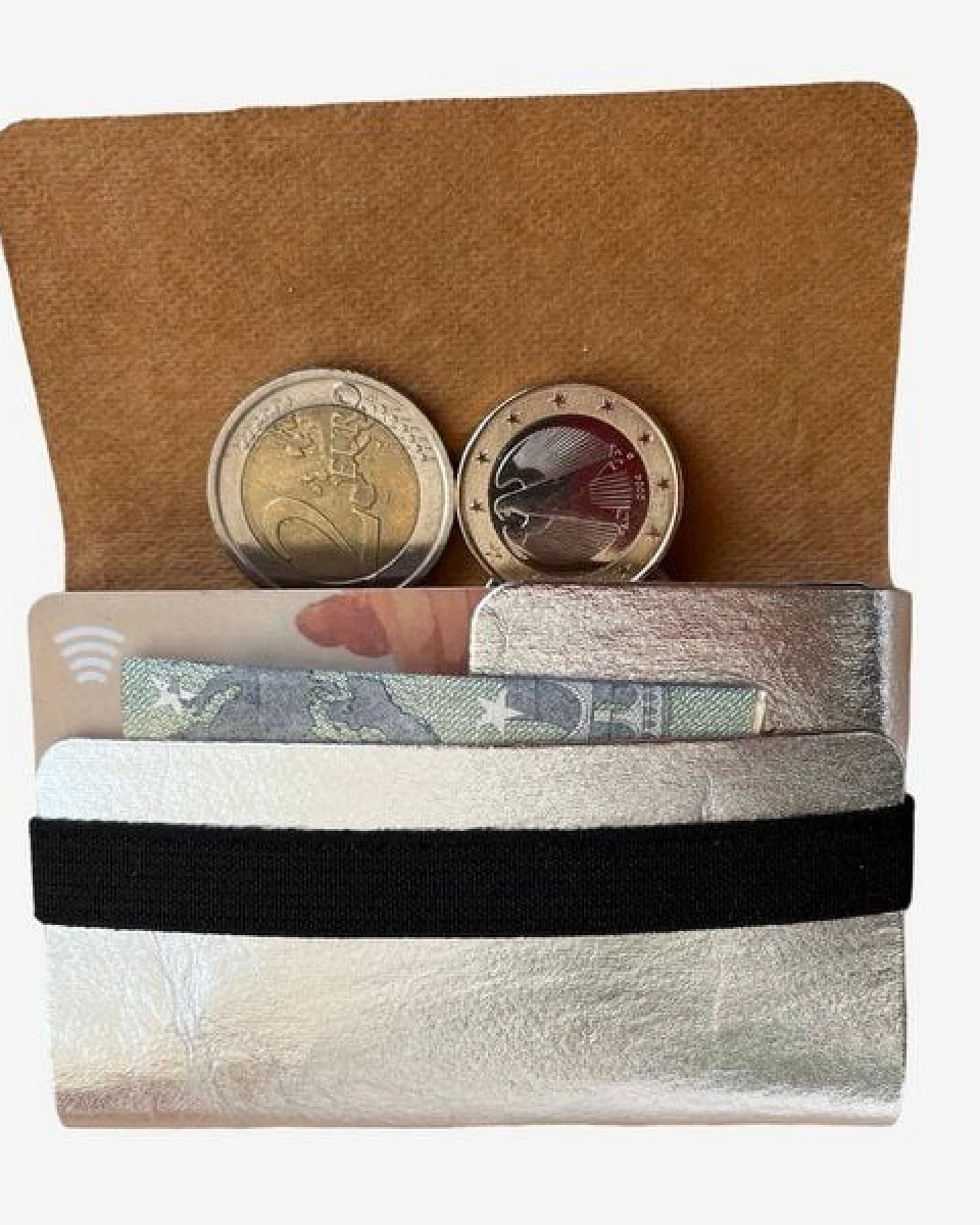 ANDERS & KOMISCH Kartenetui mit Münzfach in Silber - Slim Wallet - A&K TINY – Ansicht 2