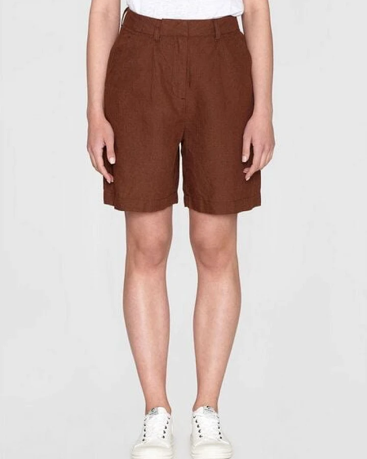 KnowledgeCotton Apparel Kurze Hose - POSEY Wide High-Rise - aus Leinen