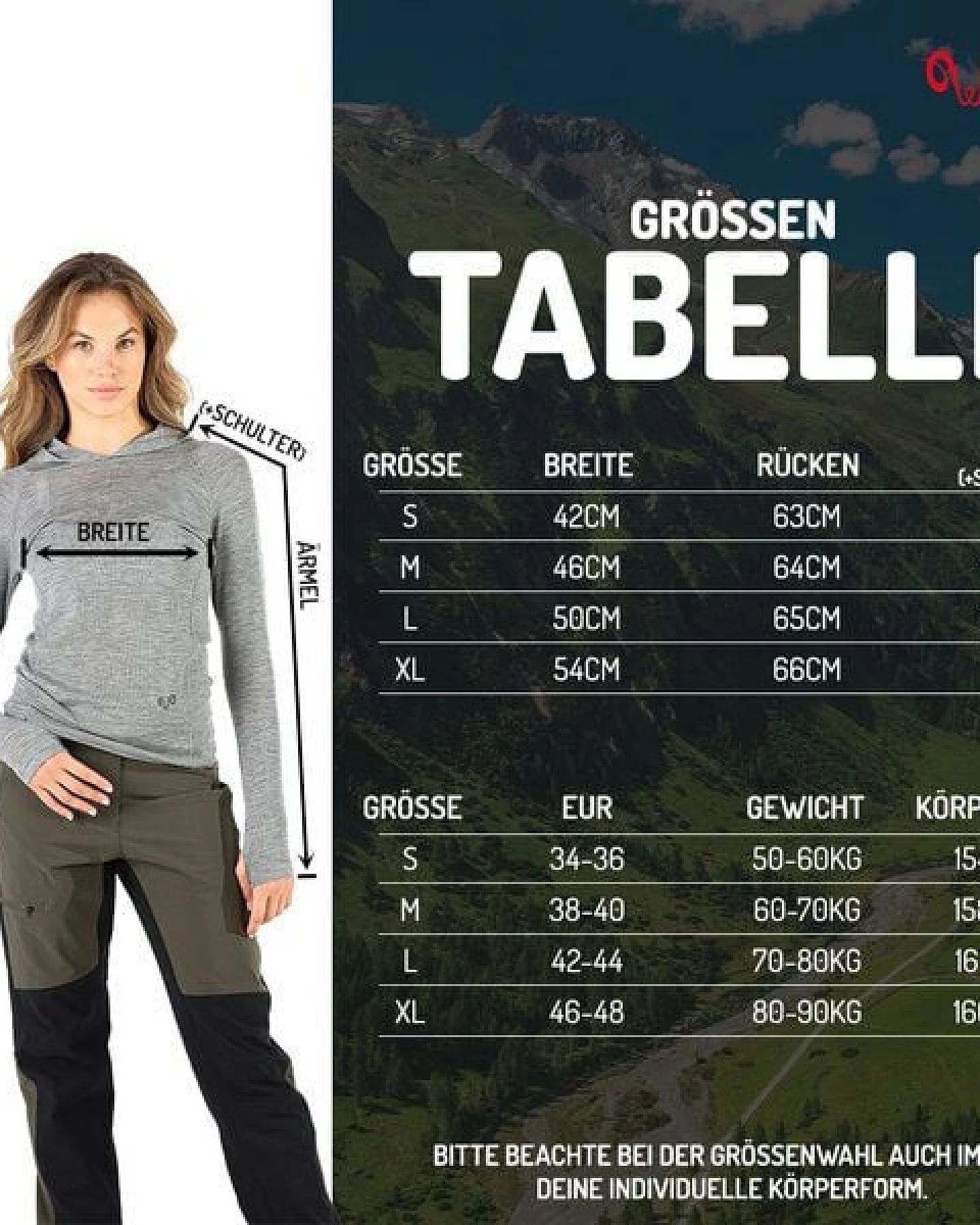 Woolona Langarm Hoodie - SONATRA - 100% Merinowolle – Ansicht 3