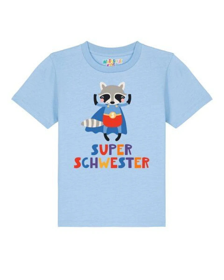 watabout.kids T-Shirt Kinder Waschbär Superschwester