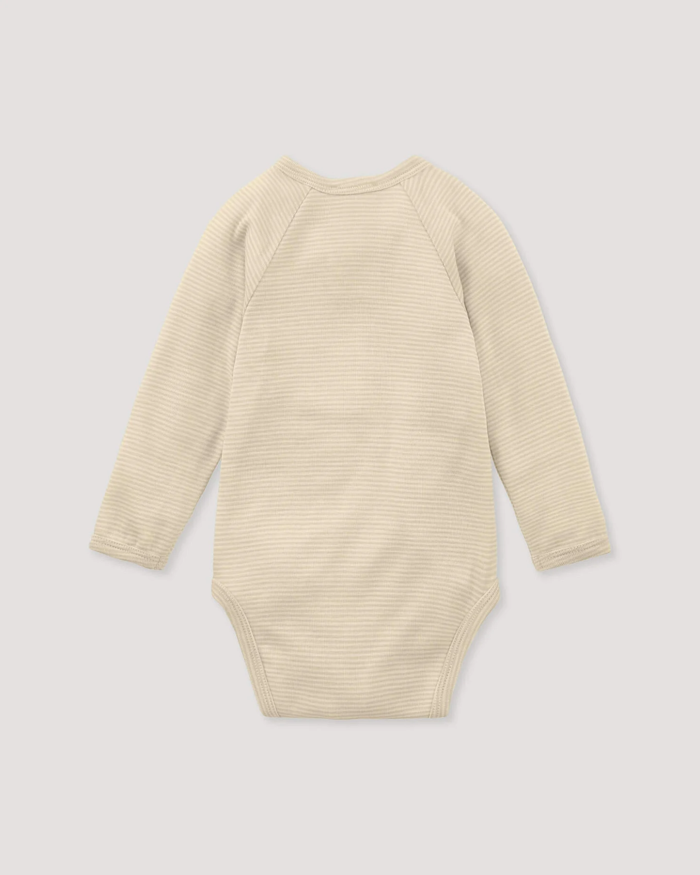 hessnatur Baby Wickelbody Langarm aus Bio-Merinowolle mit Seide - beige - Größe 74/80 – Ansicht 2