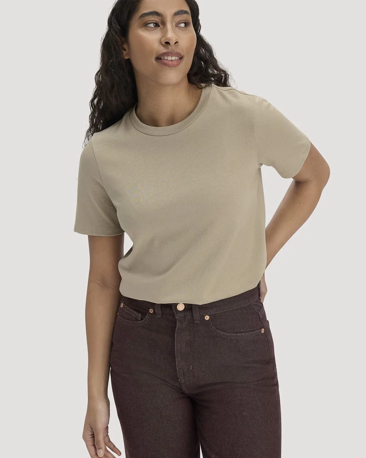 hessnatur Damen Heavy T-Shirt Relaxed aus Bio-Baumwolle - beige - Größe 34