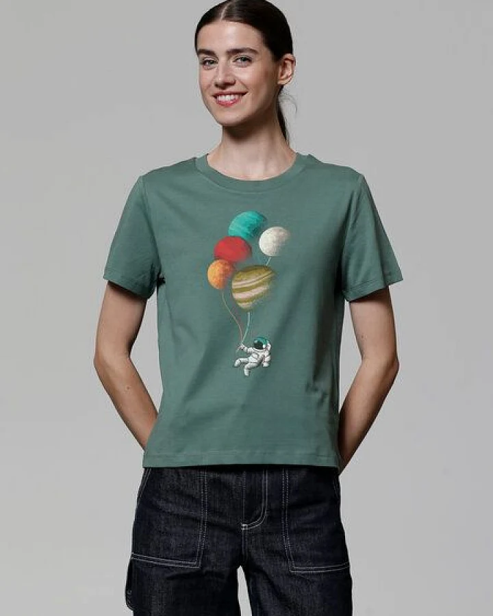 watapparel T-Shirt Frauen Balloon Spaceman