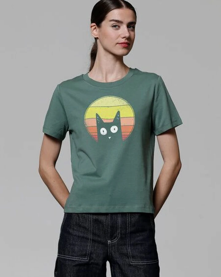 watapparel T-Shirt Frauen Sunset Cat