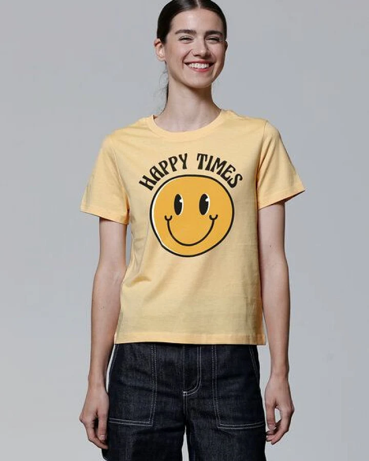 watapparel T-Shirt Frauen Happy times smiley emoji