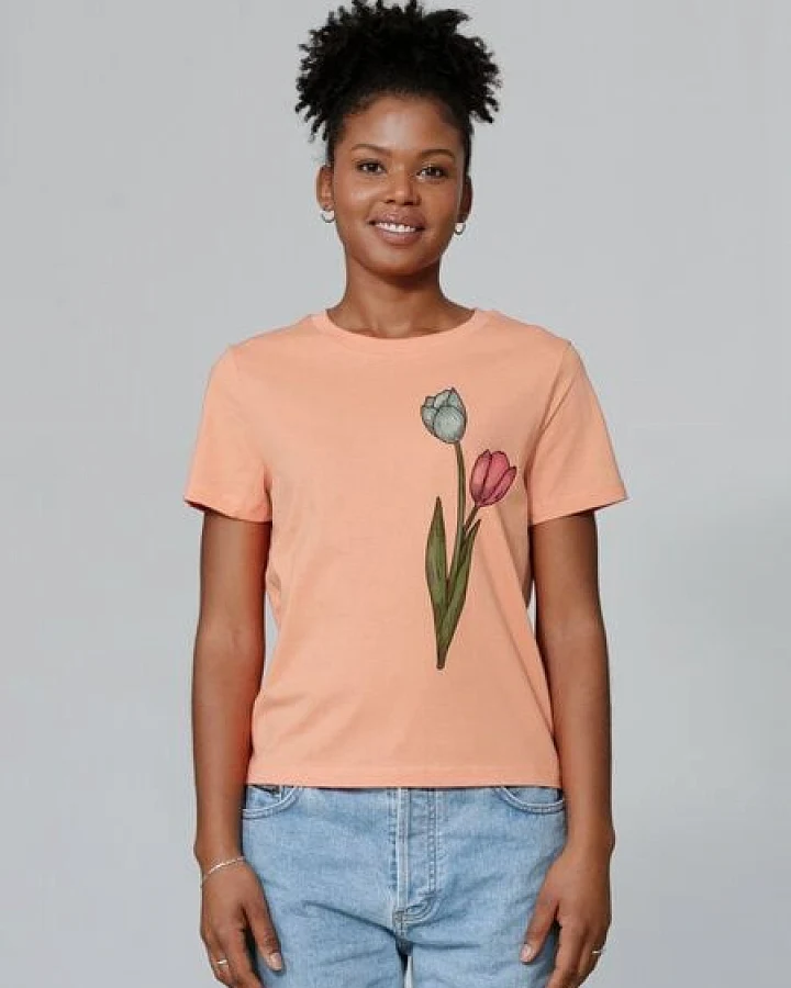 watapparel T-Shirt Frauen Blume in Wasserfarbe 05