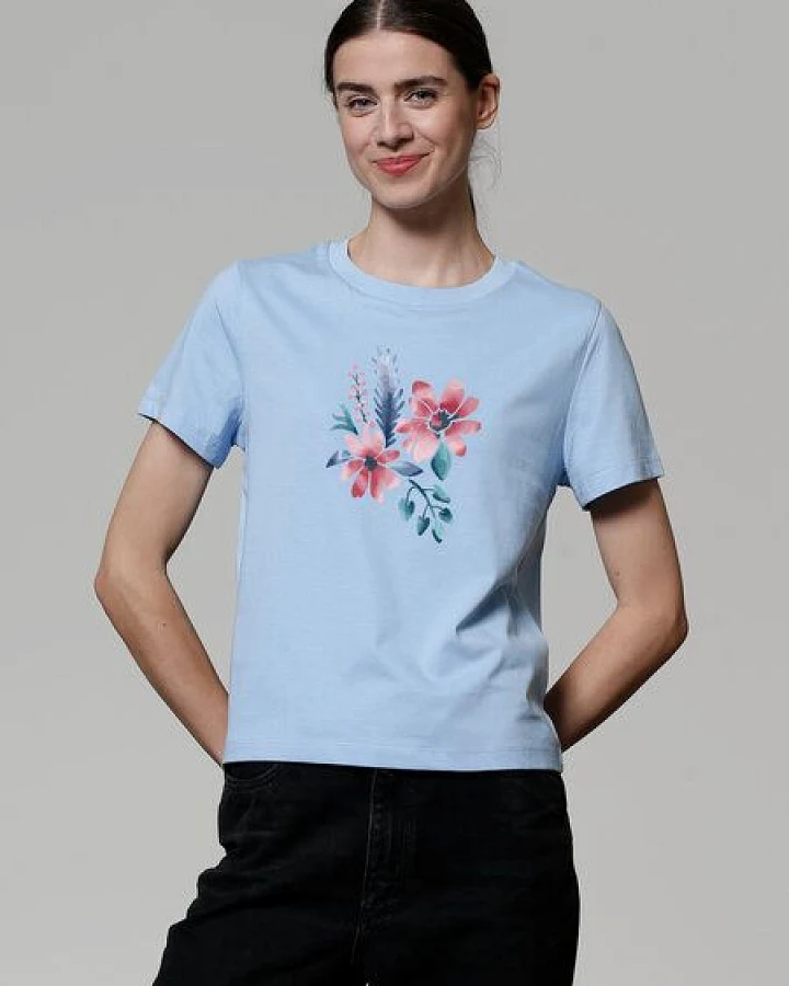 watapparel T-Shirt Frauen Blume in Wasserfarbe 02