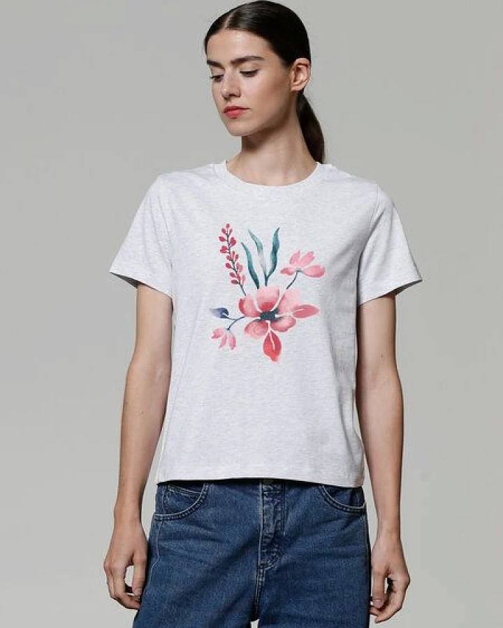 watapparel T-Shirt Frauen Blume in Wasserfarbe 01