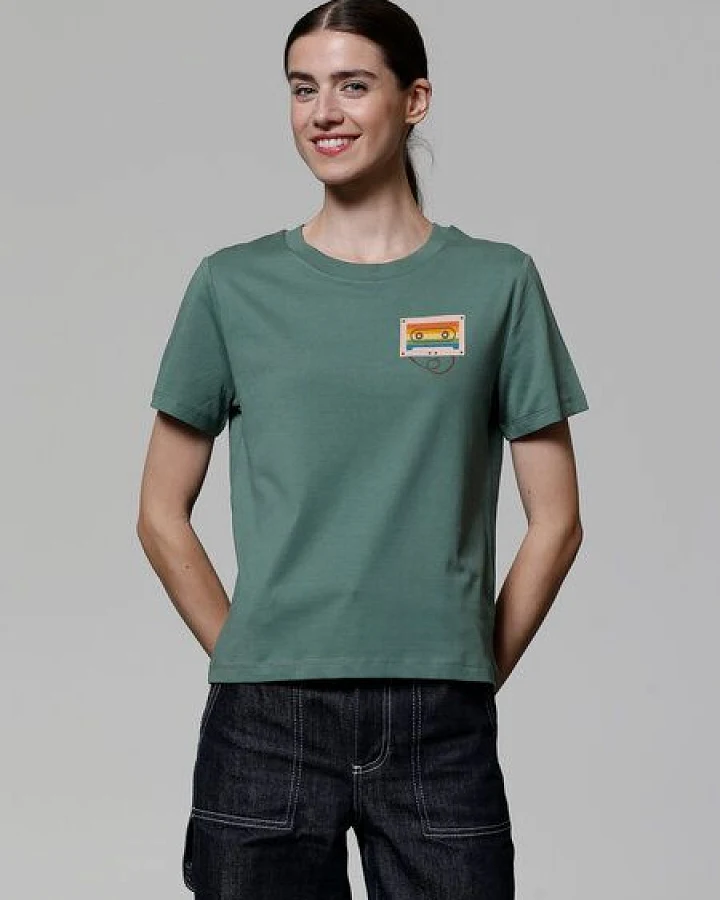 watapparel T-Shirt Frauen Rainbow Cassette