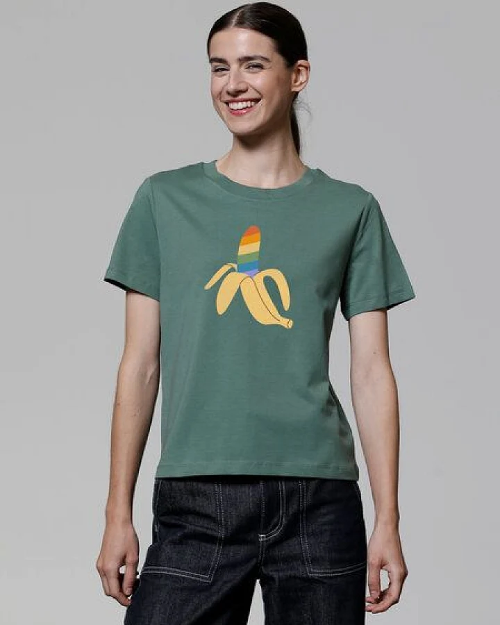watapparel T-Shirt Frauen Rainbow Banana
