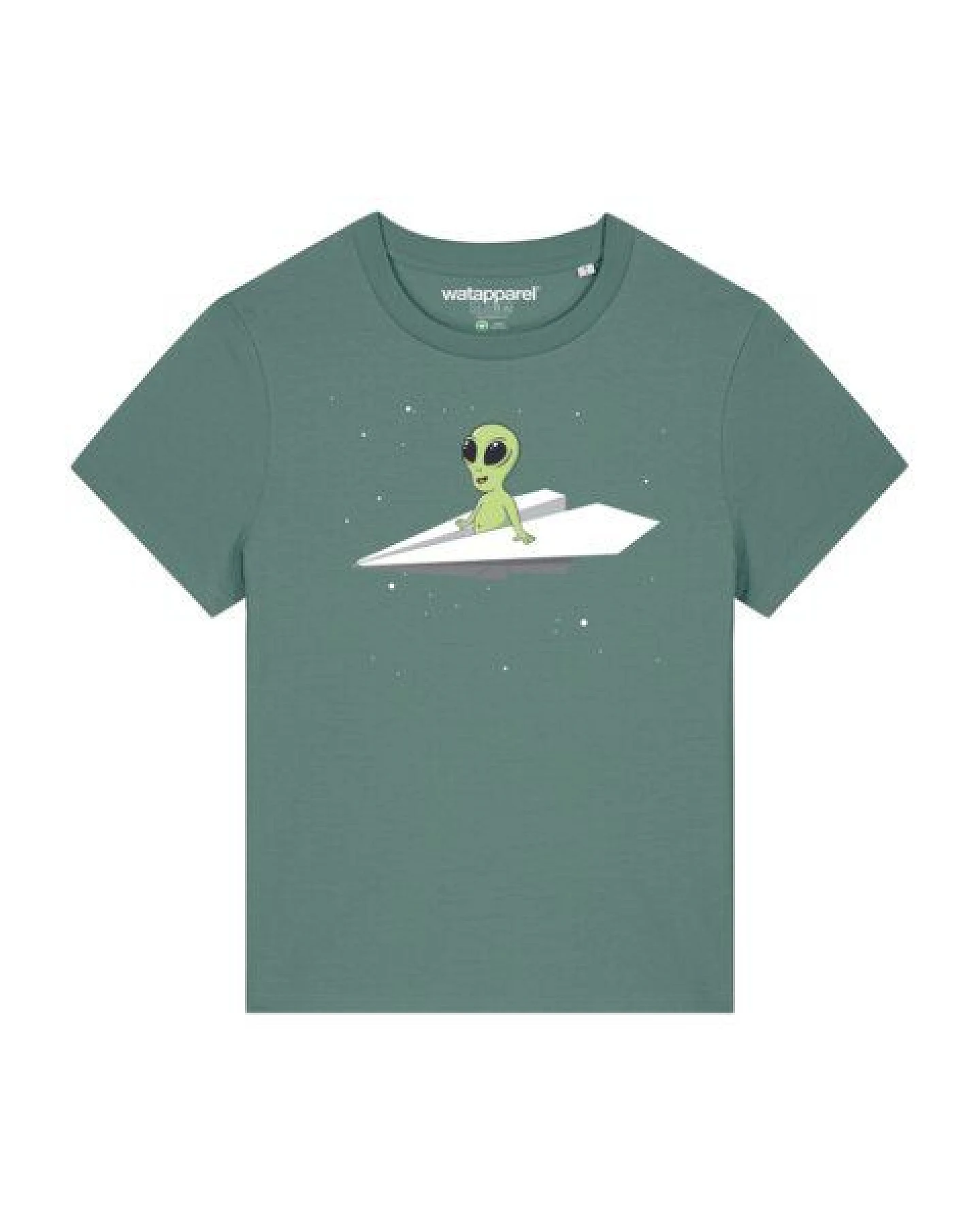 watapparel T-Shirt Frauen Alien on a paper plane – Ansicht 2