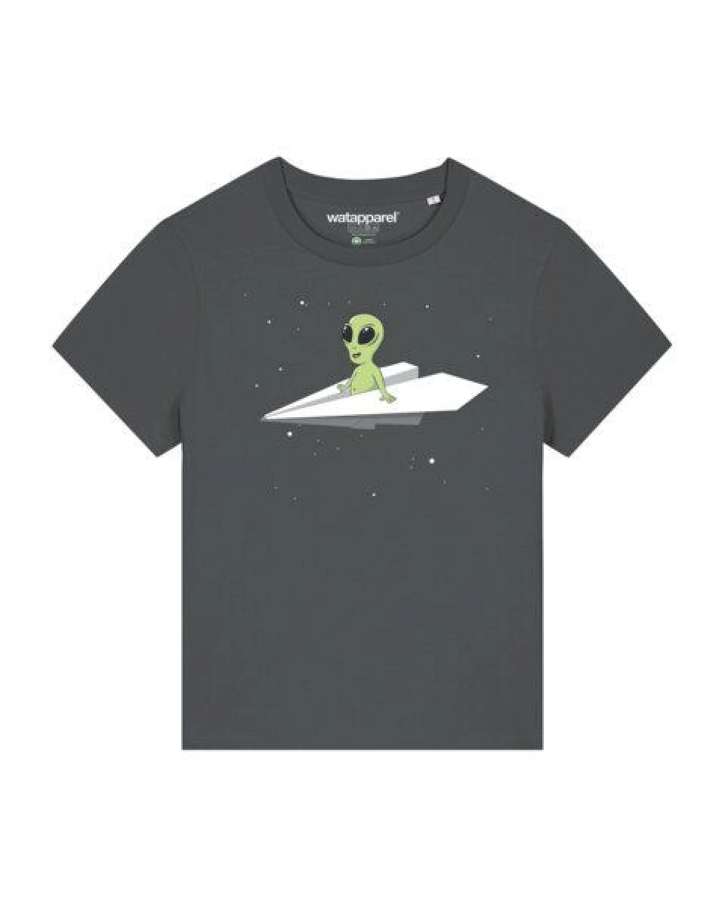 watapparel T-Shirt Frauen Alien on a paper plane – Ansicht 2