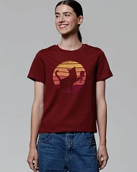 Produktseite: watapparel T-Shirt Frauen Sunset Katze & Rotwein