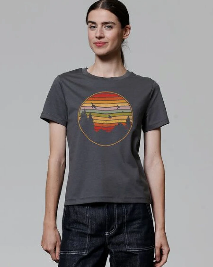 watapparel T-Shirt Frauen Sunset Berge & Tannen