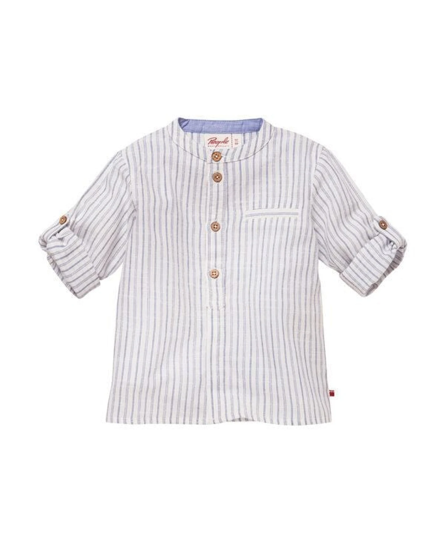 People Wear Organic Langarm-Hemd, weiß-blau gestreift, aus Bio-Baumwolle – Ansicht 4