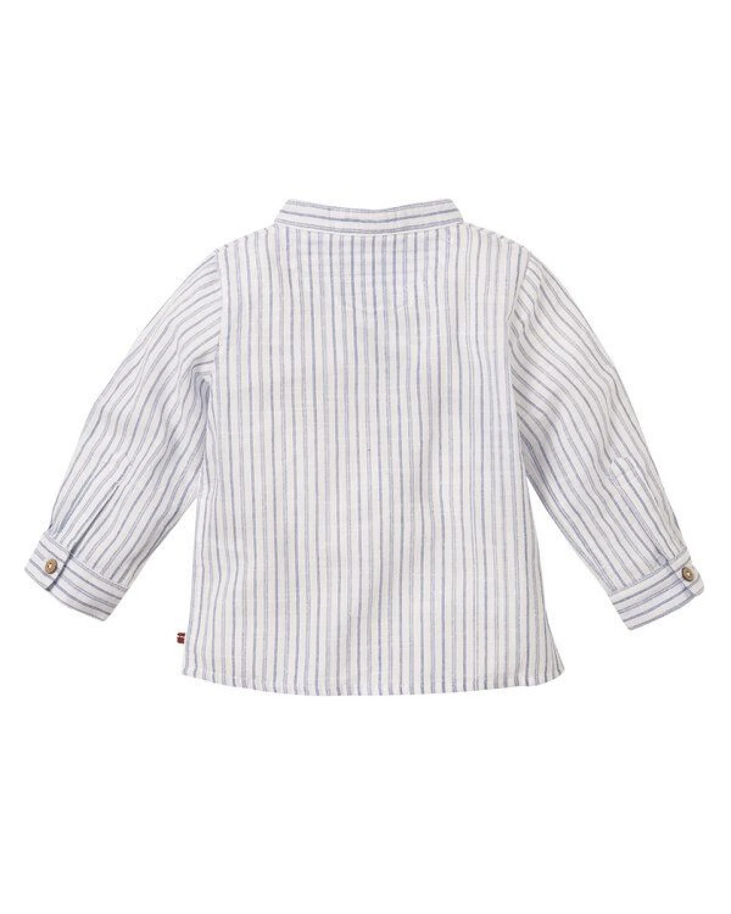 People Wear Organic Langarm-Hemd, weiß-blau gestreift, aus Bio-Baumwolle – Ansicht 3