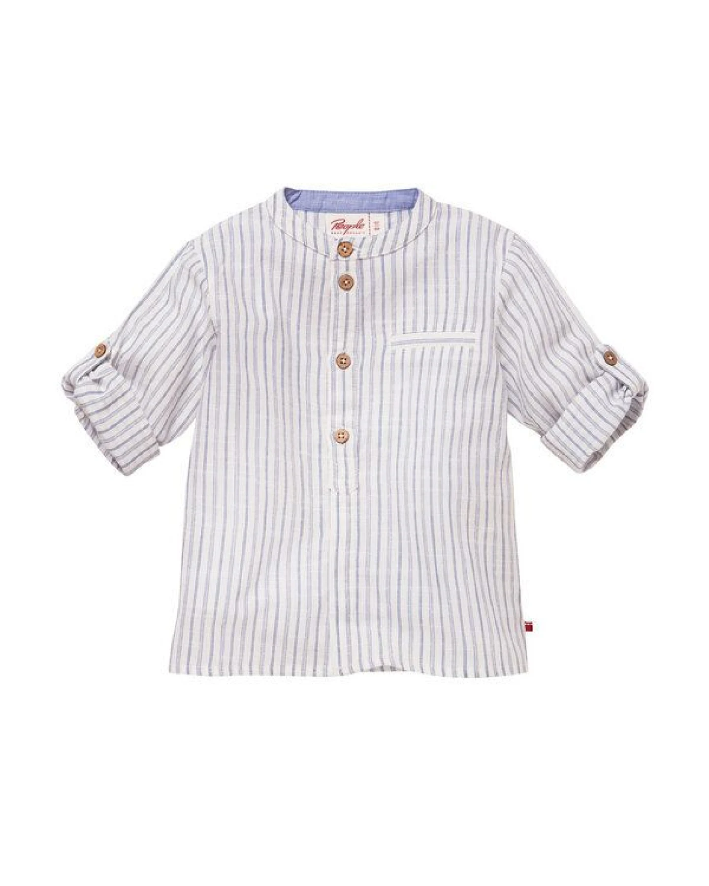 People Wear Organic Langarm-Hemd, weiß-blau gestreift, aus Bio-Baumwolle – Ansicht 4
