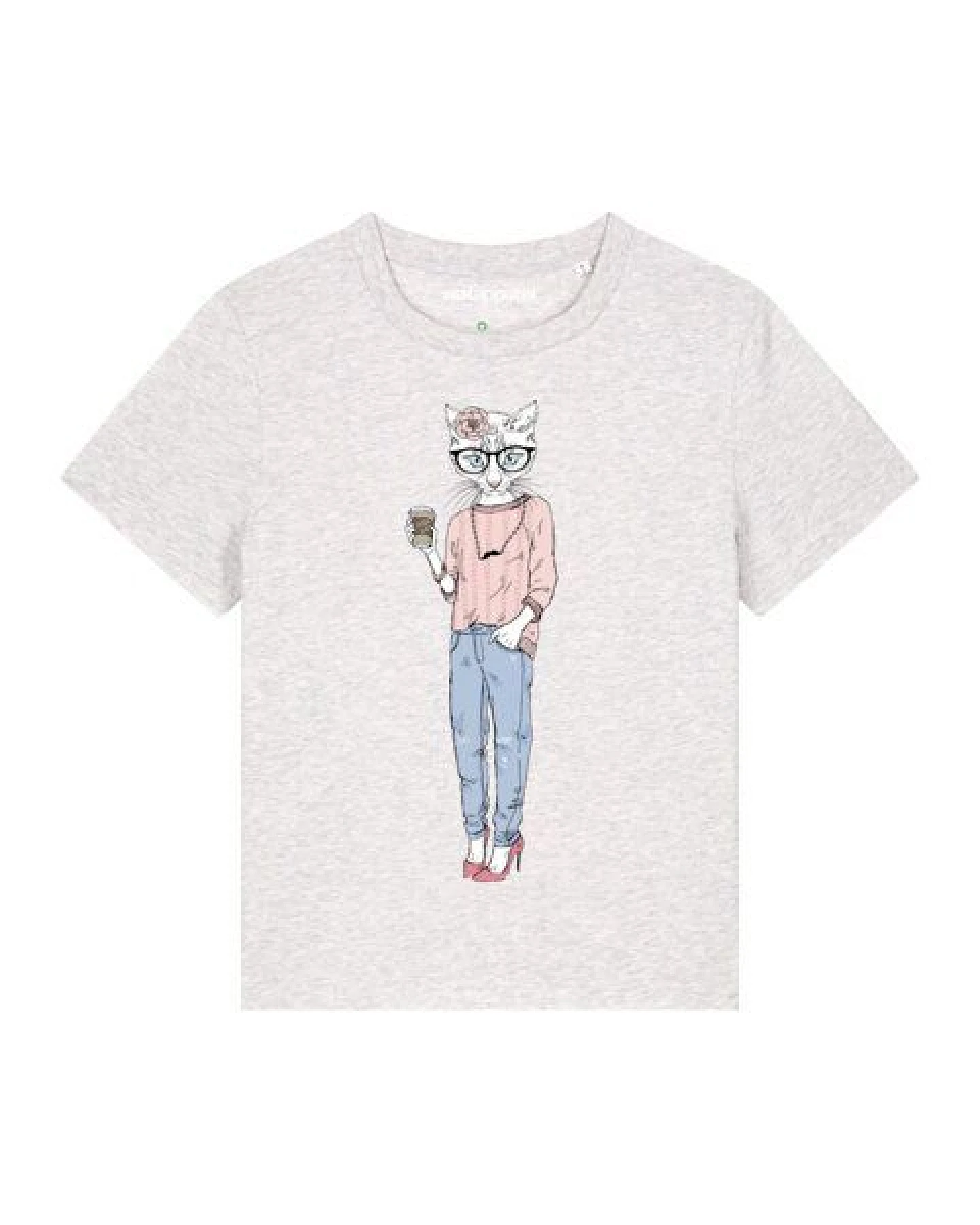 watapparel T-Shirt Frauen Hipster Cat with Moustache – Ansicht 2
