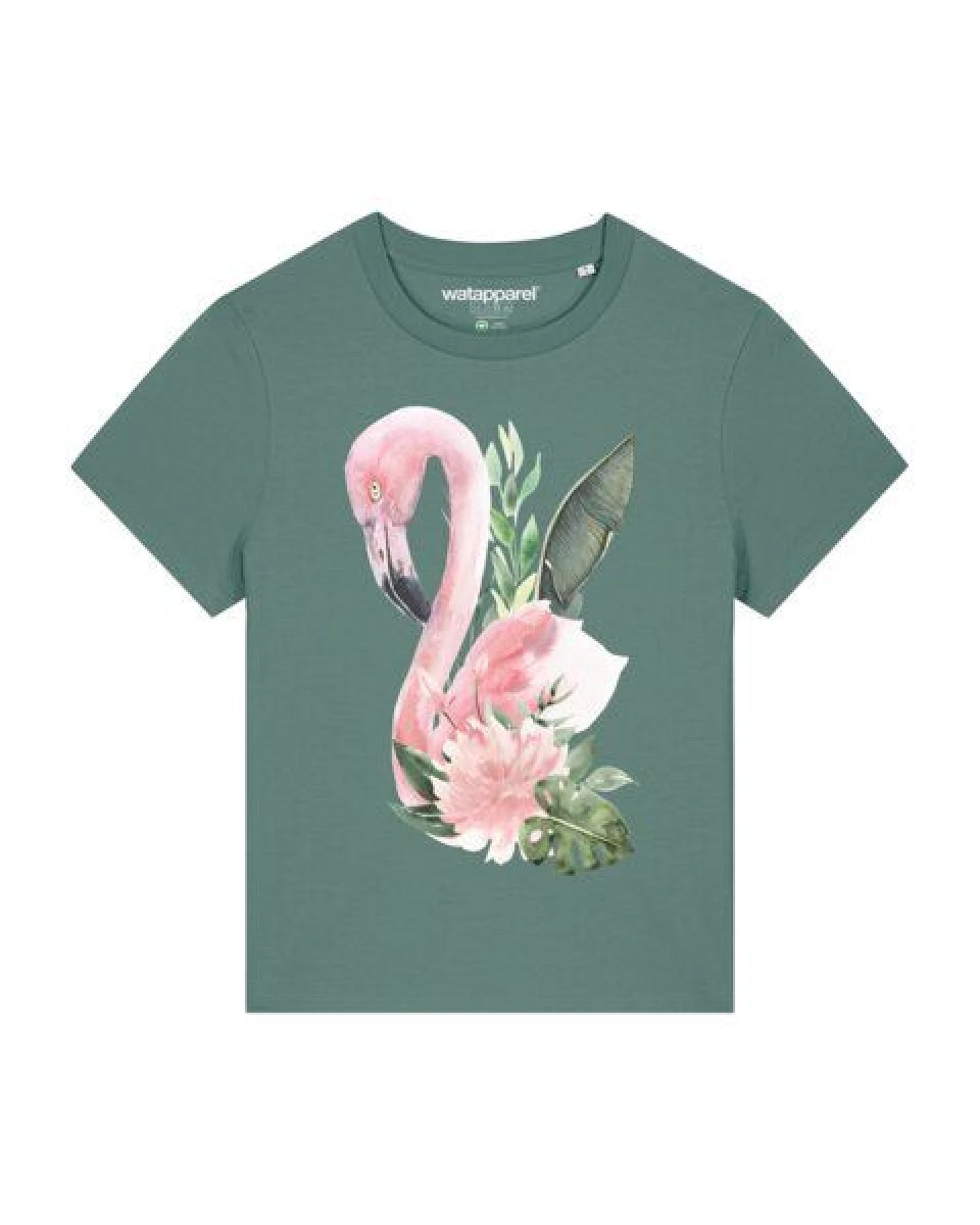 watapparel T-Shirt Frauen Flamingo mit Blumen – Ansicht 2