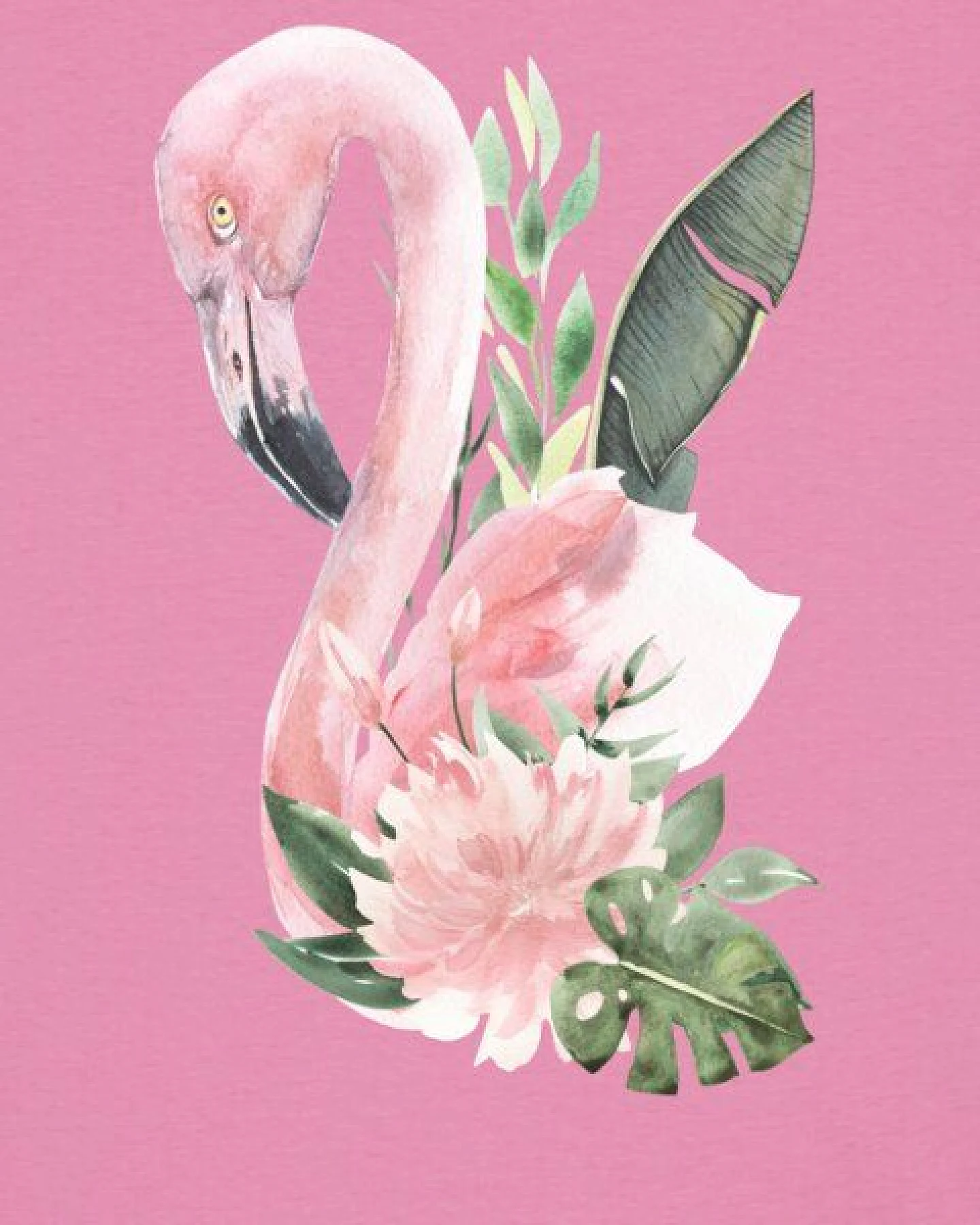 watapparel T-Shirt Frauen Flamingo mit Blumen – Ansicht 3