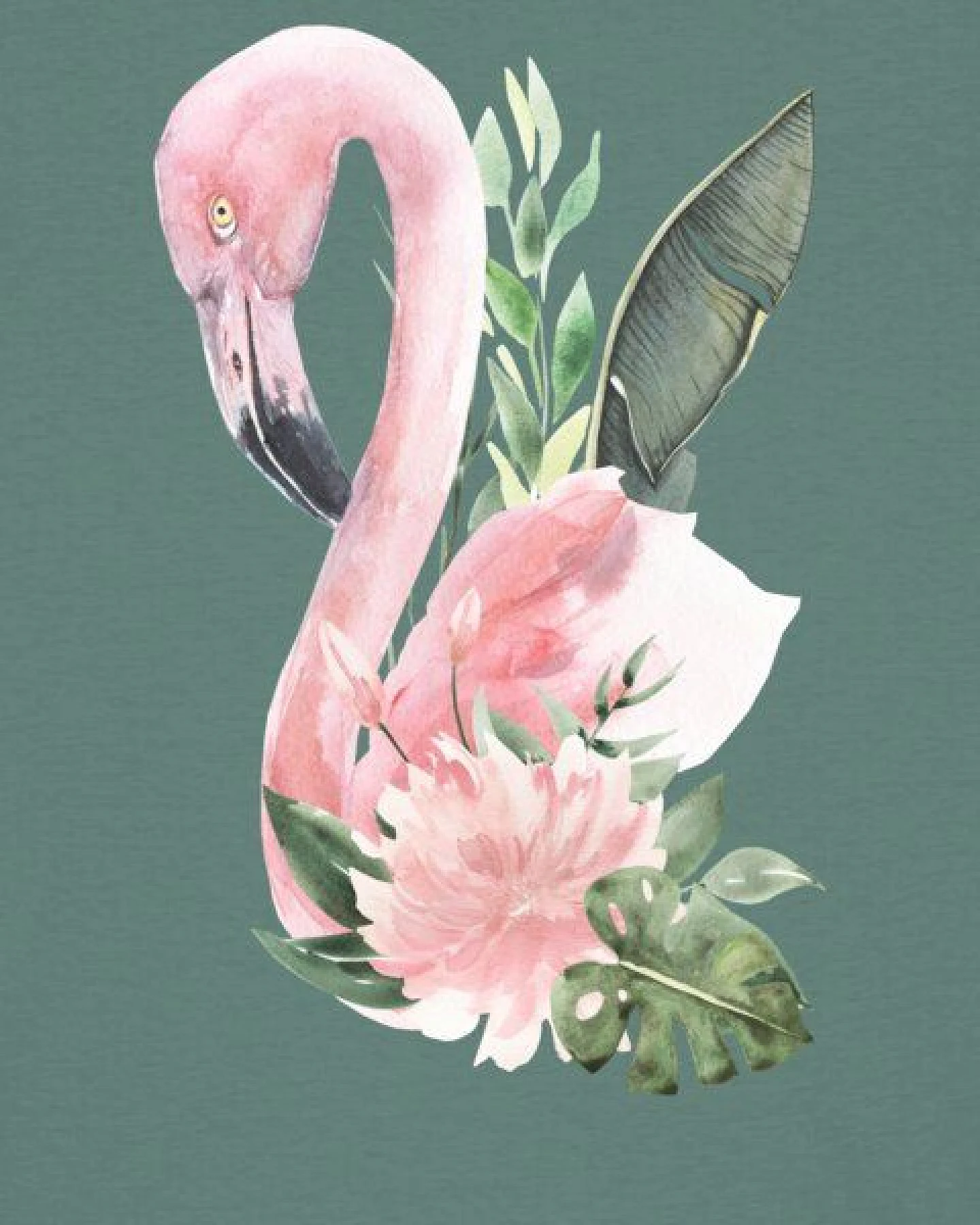 watapparel T-Shirt Frauen Flamingo mit Blumen – Ansicht 3