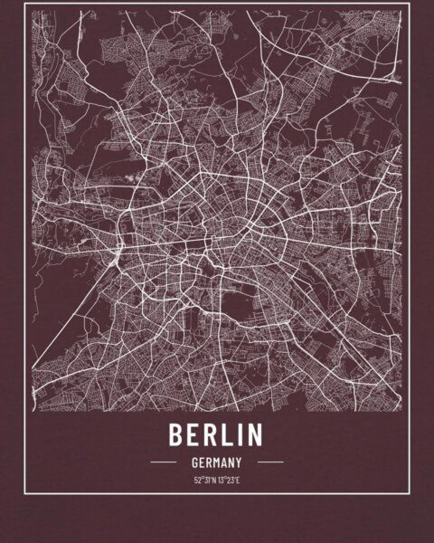 watapparel T-Shirt Unisex City maps Berlin Landkarte – Ansicht 3