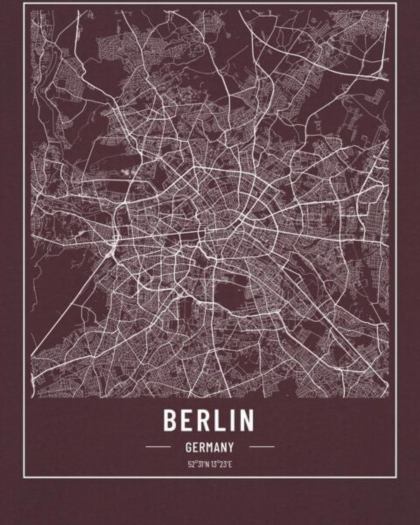 watapparel T-Shirt Unisex City maps Berlin Landkarte – Ansicht 3