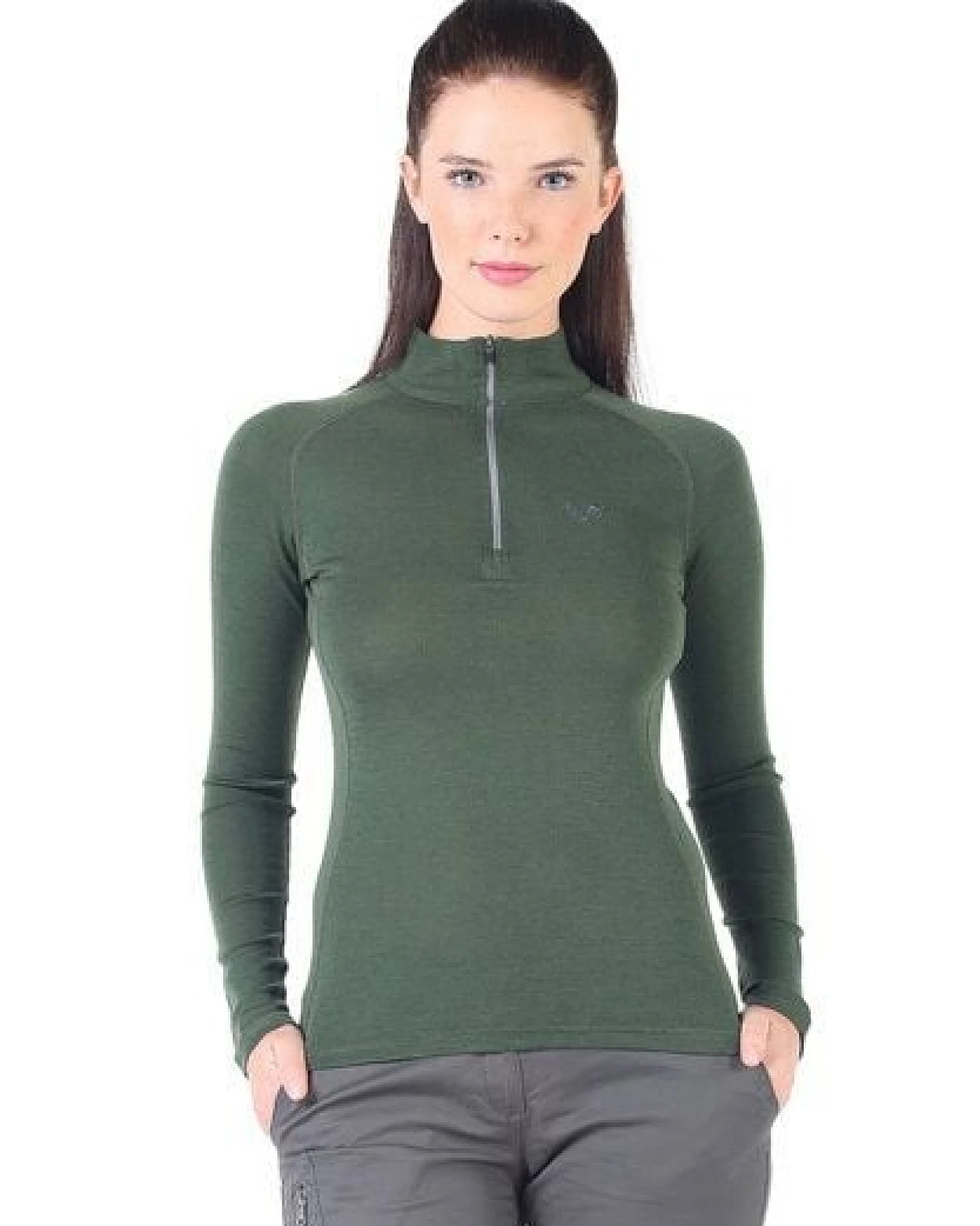 Woolona Merino Langarmshirt Damen - VEGA - 100% Merinowolle (Zip) – Ansicht 4