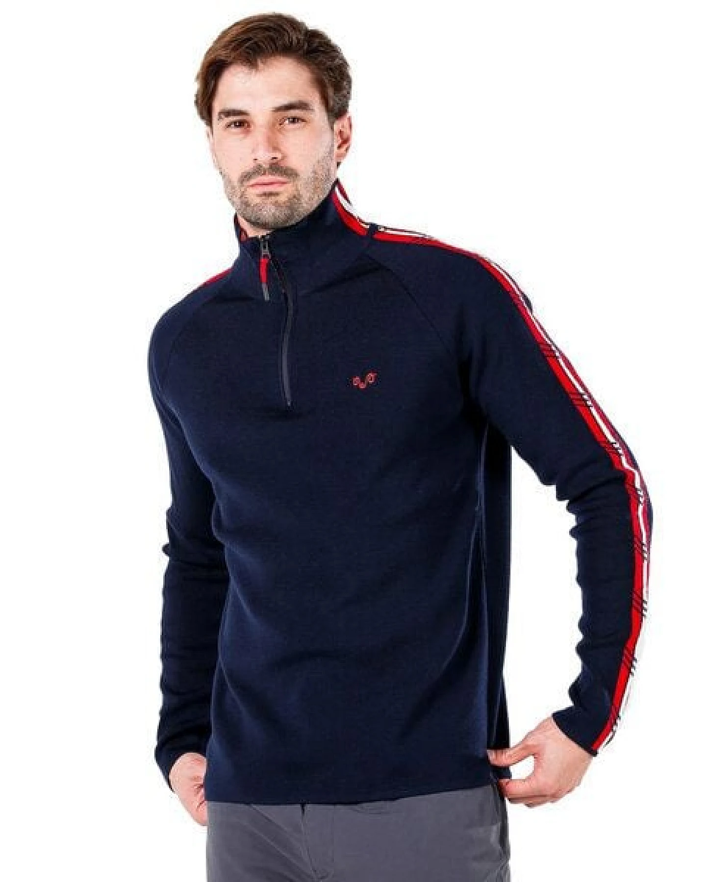 Woolona Merino Pullover Herren - NOYAN - 100% Merinowolle 1/4 (Zip) – Ansicht 2
