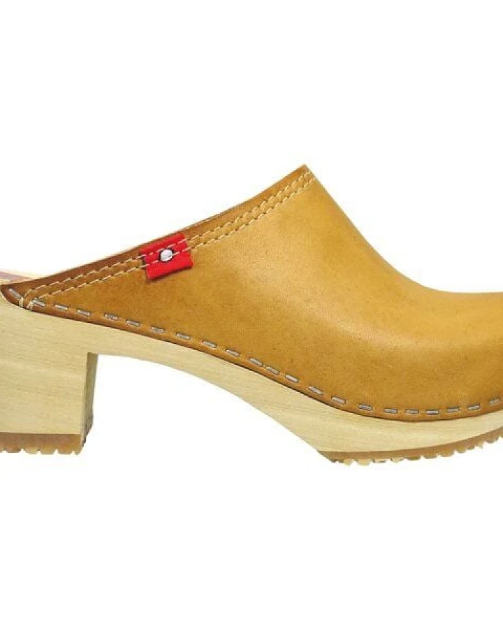Klox 6 1/2 - Medium Heel Holzclog mit pflanzlich gegerbtem Leder