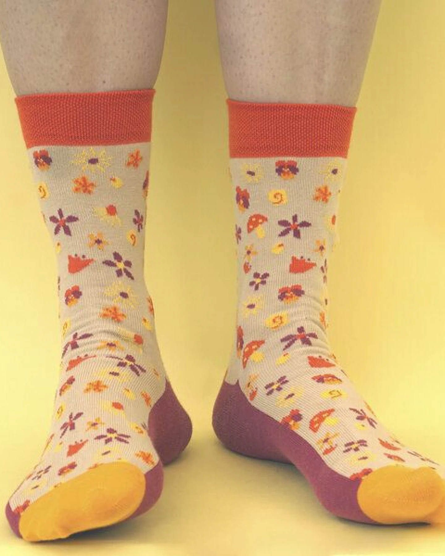 Fräulein Prusselise Flower Power Socke Millefleur beige orange bunt – Ansicht 2