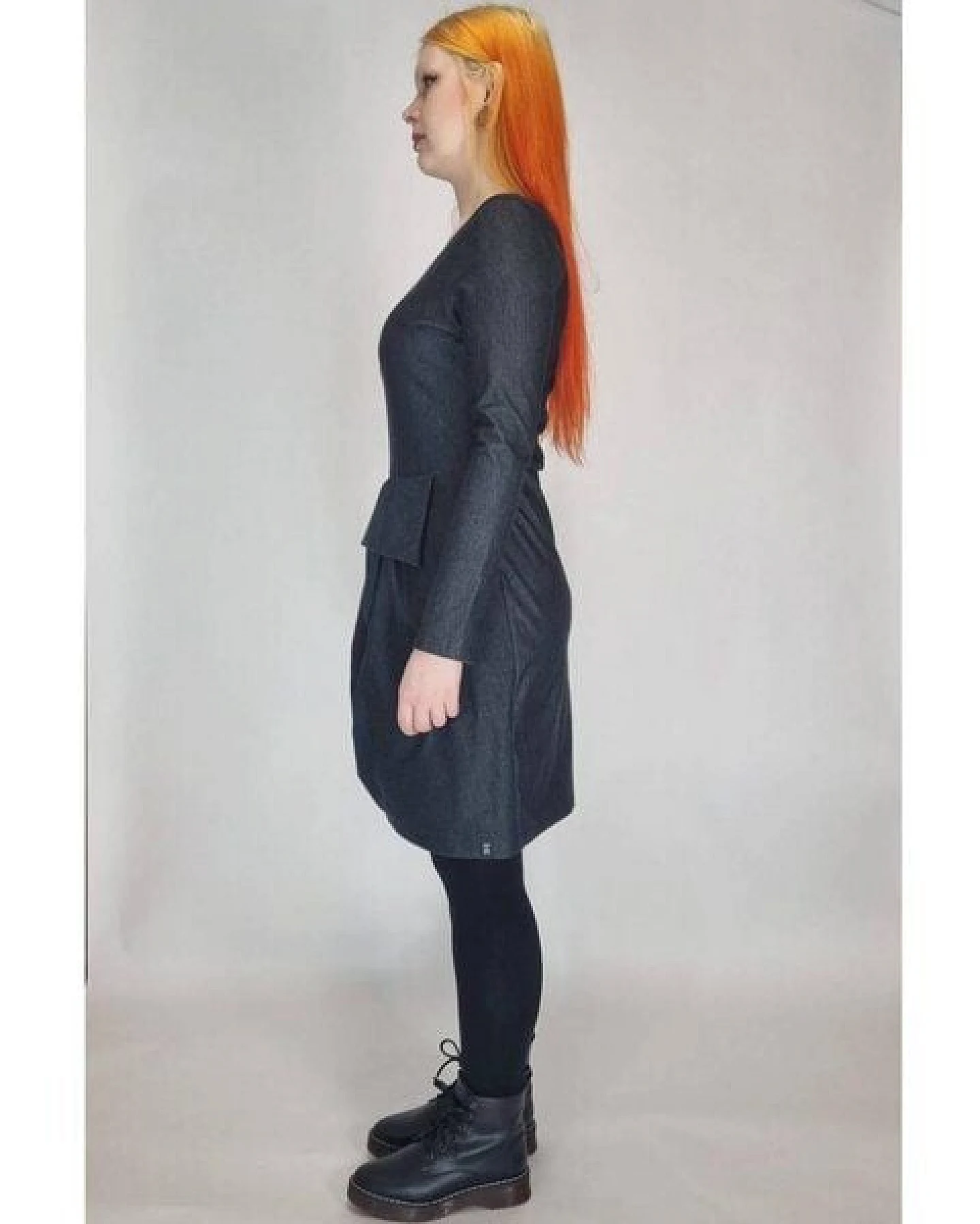 LUMEN organic Kleid drapiert DENIM STRETCH – Ansicht 3