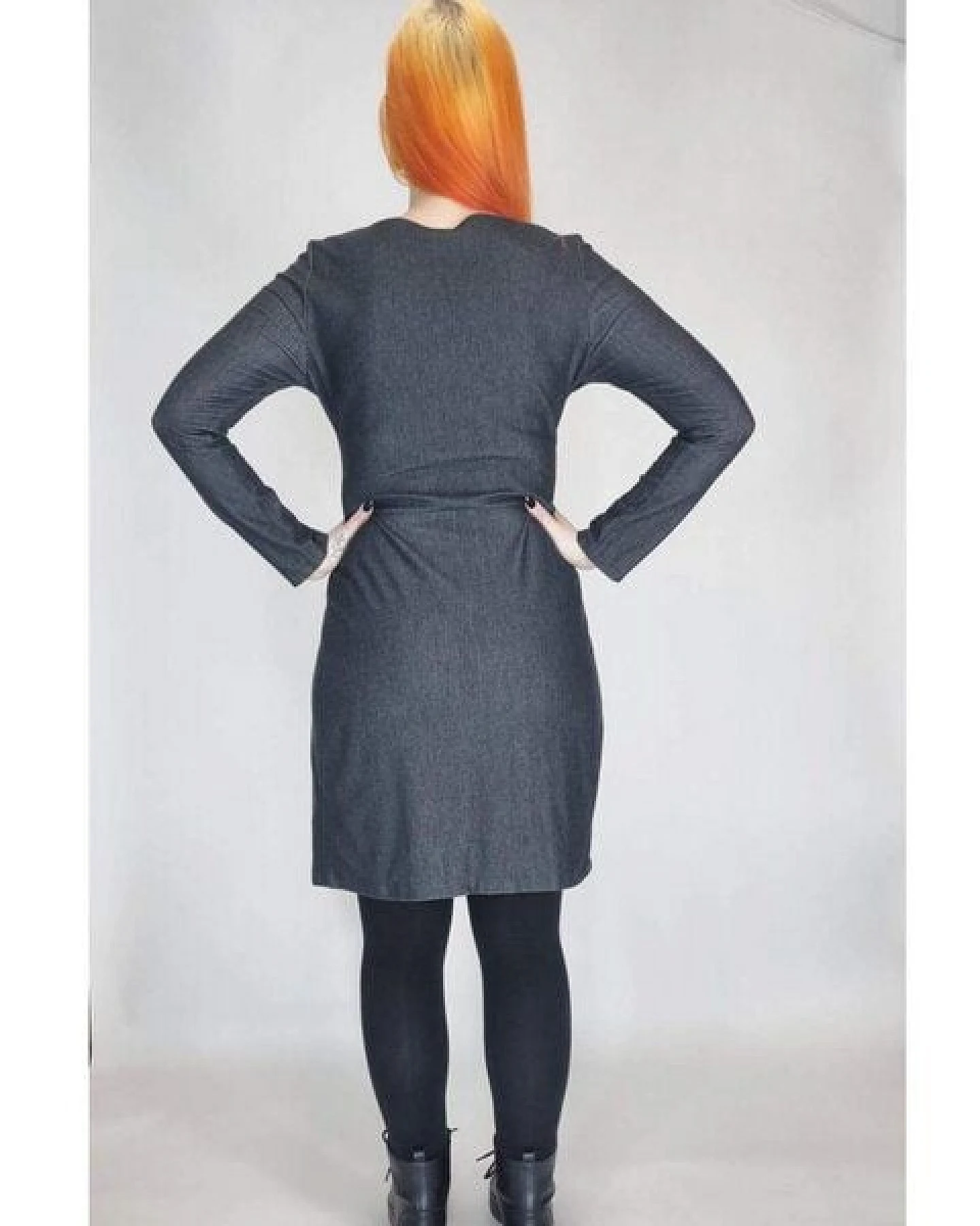 LUMEN organic Kleid drapiert DENIM STRETCH – Ansicht 4