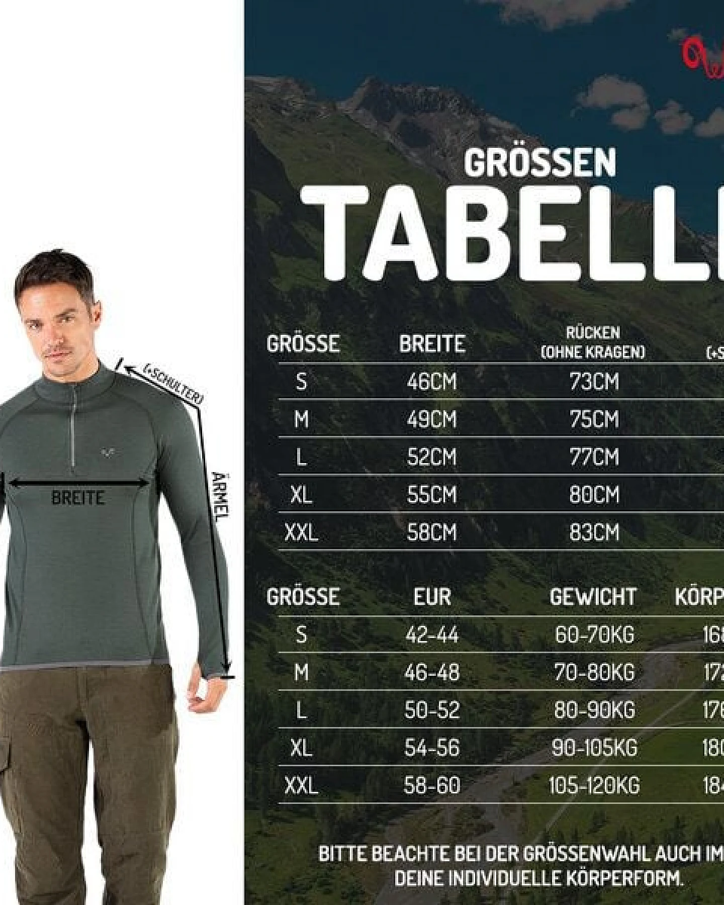 Woolona Langarmshirt - HALLDOR - 100% Merinowolle (Zip) – Ansicht 3