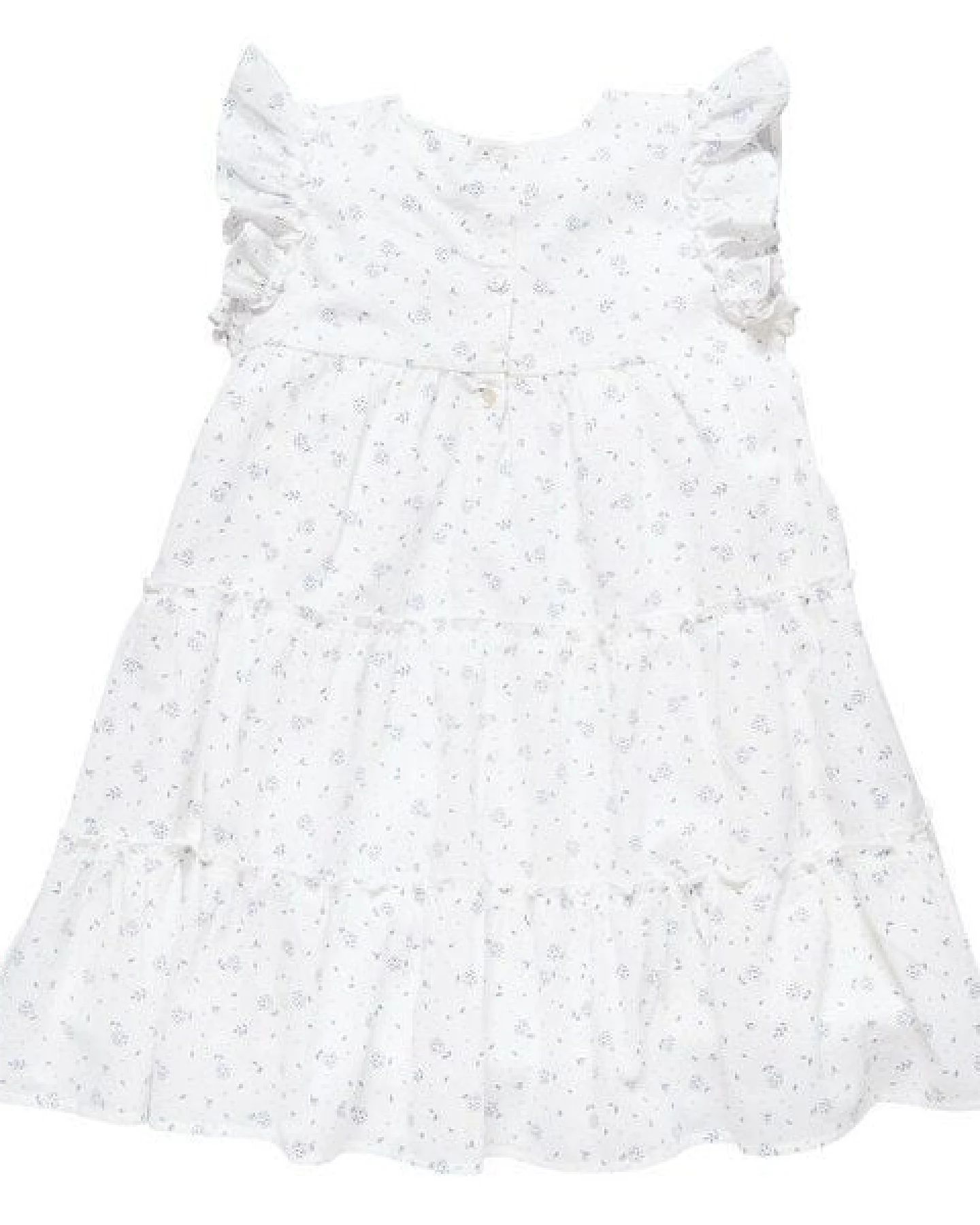 People Wear Organic Kurzarmkleid, weiß mit blauem Blümchendruck, aus Bio-Baumwolle – Ansicht 2