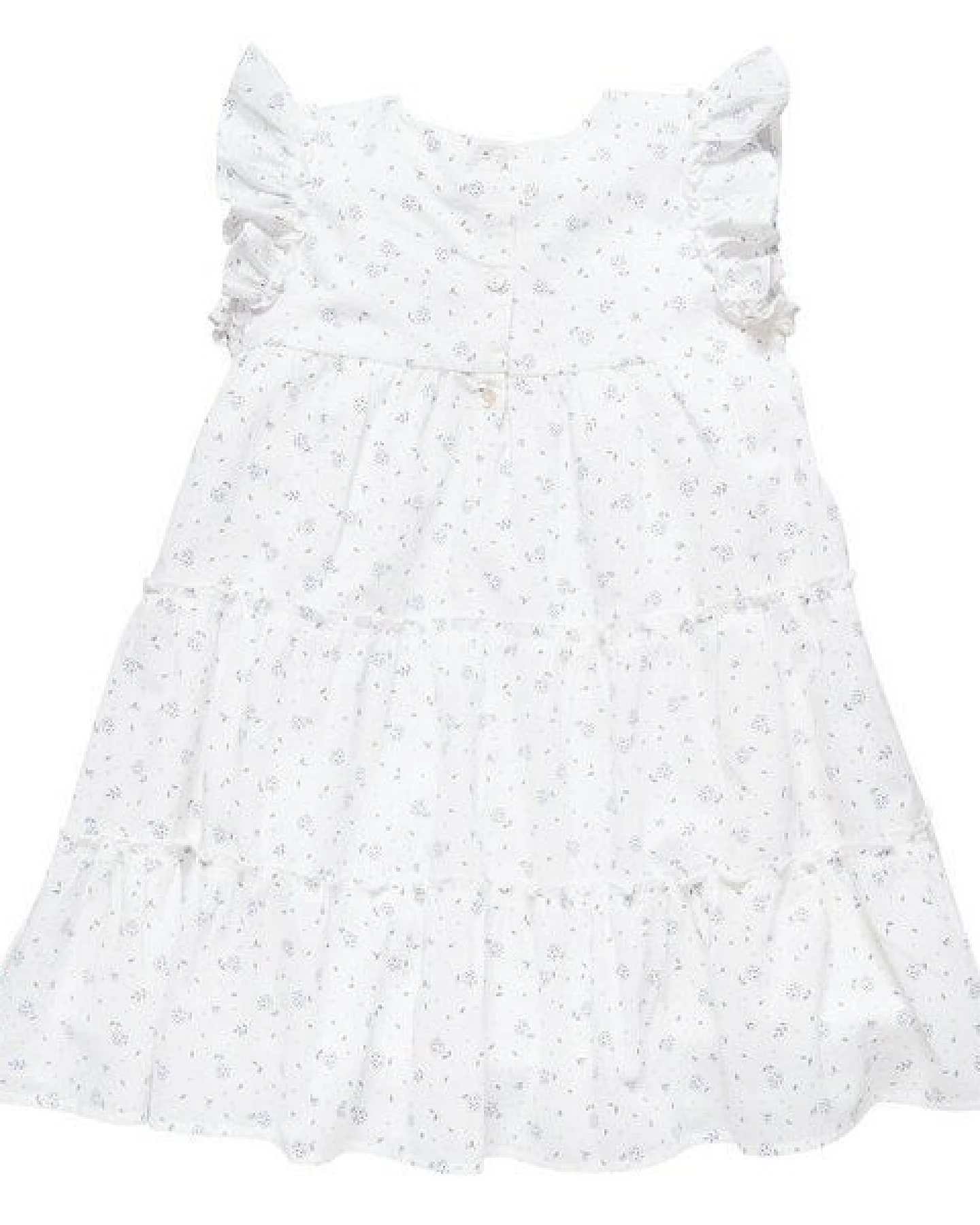 People Wear Organic Kurzarmkleid, weiß mit blauem Blümchendruck, aus Bio-Baumwolle – Ansicht 2