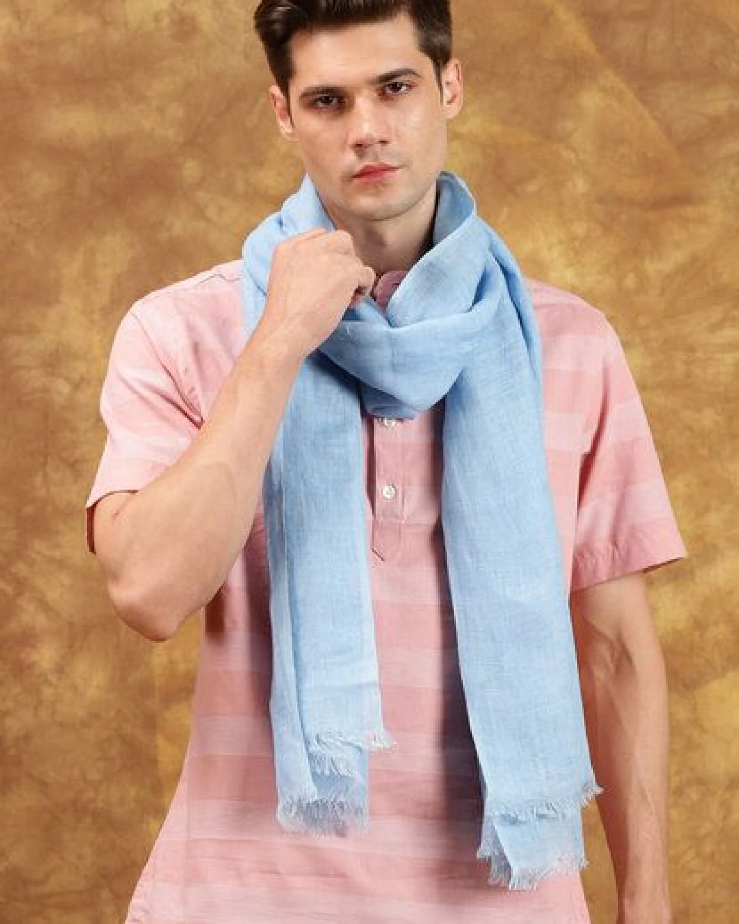 HeritageModa Handgefertigter Unisex-Leinenschal – Ansicht 3