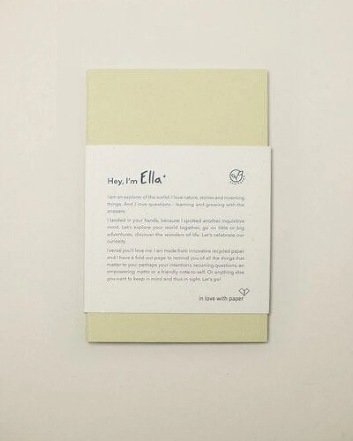in love with paper Nachhaltiges Notizbuch Ella mit Ausklappseite und 48 blanko Seiten aus Up/Recyclingpapier