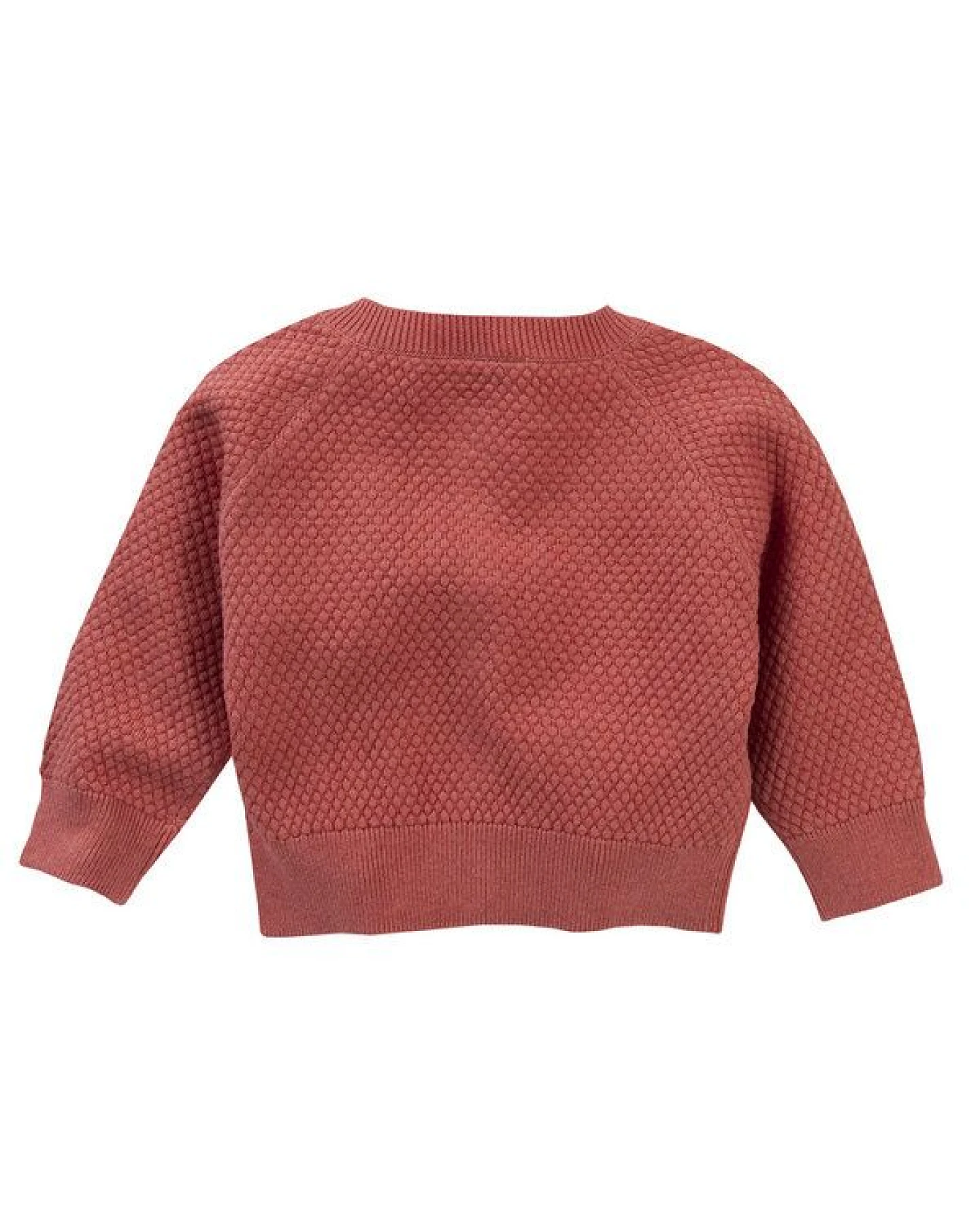 People Wear Organic Strickjacke in wabenförmigem Strukturstrick, himbeerrot mélange, aus Bio-Baumwolle – Ansicht 3