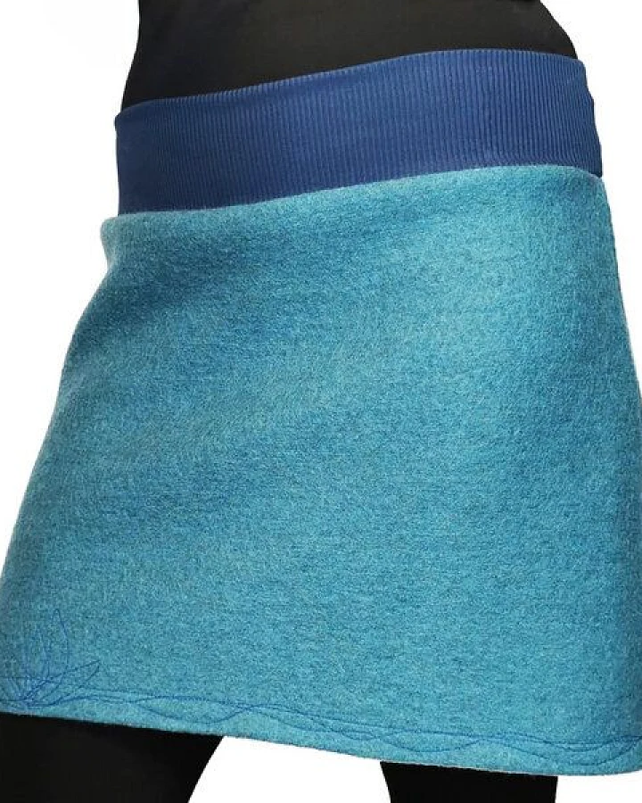 Rock Wollrock kurz Wollwalk bio Unikat mit Stickerei liebewicht