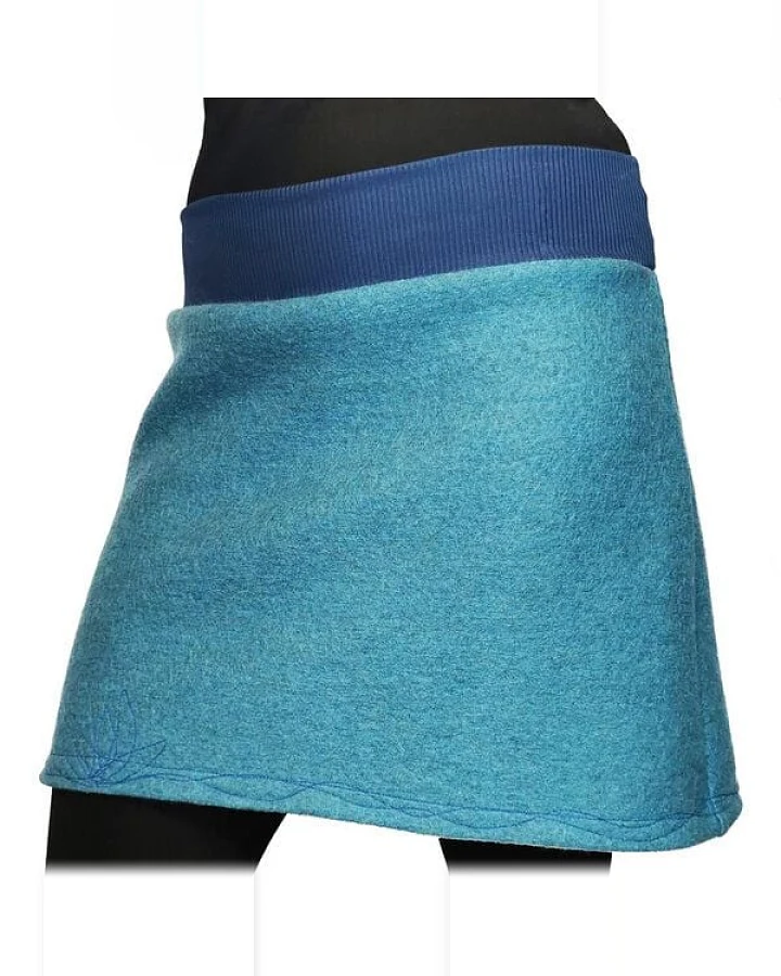 Rock Wollrock kurz Wollwalk bio Unikat mit Stickerei liebewicht
