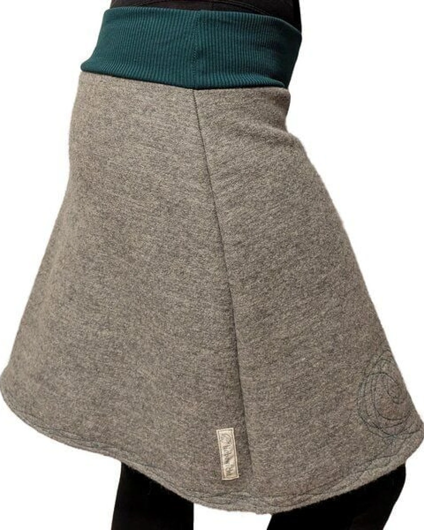 Rock Wollrock kurz Wollwalk bio Unikat mit Stickerei liebewicht – Ansicht 3
