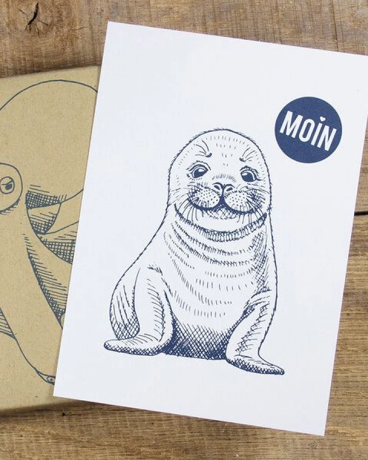 Bow & Hummingbird Postkarte "Moin Seehund"